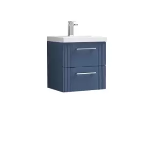 Nuie Deco 500mm Wall Hung 2 Drawer Vanity & Basin 3 - Satin Blue