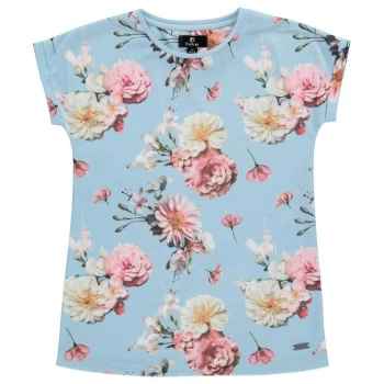 Firetrap Boyfriend All Over Print T Shirt Junior Girls - Sky Floral