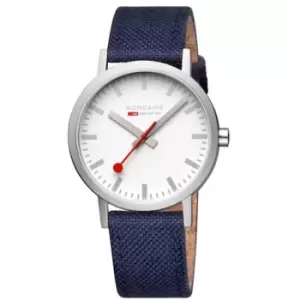 Mondaine Classic Quartz White Dial Blue Textile Strap Unisex Watch A660.30360.17SBD1