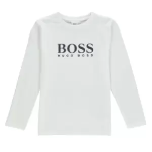 Boss Boss Logo Long Sleeve T Shirt Junior - White