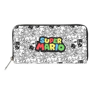 Nintendo - Logo With All-Over Villain Characters Print Purse Wallet - Multi-Colour