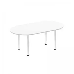 Impulse 1800mm Boardroom Table White Top Chrome Post Leg