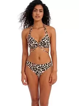 Freya Animal Instinct Underwired Halter Bikini Top, Multi, Size 34Dd, Women