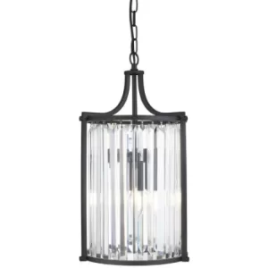 Searchlight Victoria 2 Light Pendant, Matt Black, Crystal Glass