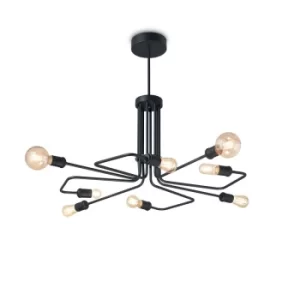 Triumph Indoor Mutli Arm Ceiling Pendant Lamp 8 Lights Black, E27