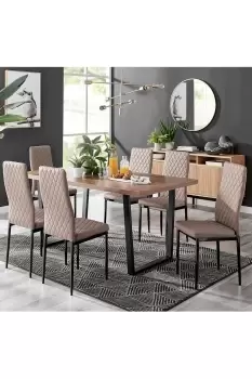 Kylo Brown Wood Effect Dining Table & 6 Milan Black Leg Chairs