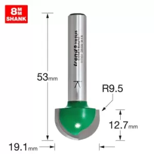 Trend CRAFTPRO Radius Router Cutter 19.1mm 12.7mm 8mm