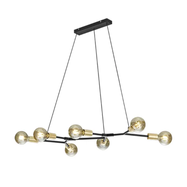 Cross Modern 7 Light Bar Pendant Ceiling Light Black Matt