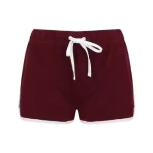 Skinni Fit Womens/Ladies Retro Shorts (18 UK) (Burgundy/White)