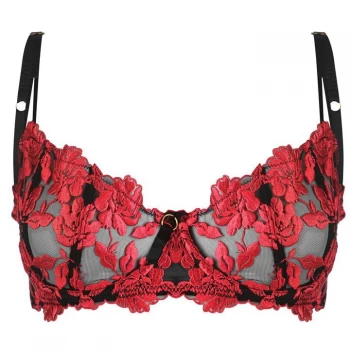 Ann Summers Ann Cecile Balcony Bra - Red Black