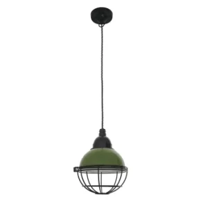 Claire 1 Light Dome Ceiling Pendant Green, E27