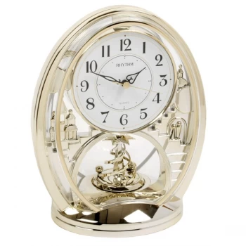 Rhythm Gold Oval Mantel Clock - Shooting Star Pendulum