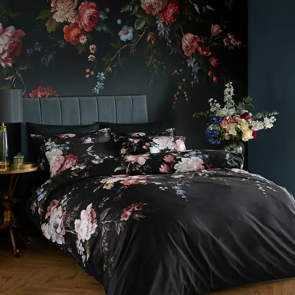 Graham & Brown Hague Fleurs Duvet Set, Super King, Black