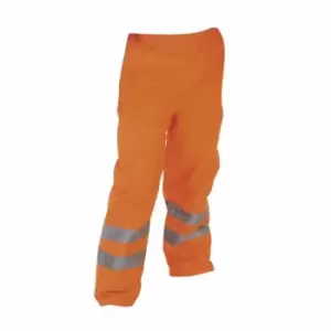 Yoko Mens Hi-Vis Waterproof Contractors Trousers / Pants (Pack of 2) (S) (Hi Vis Orange) - Hi Vis Orange