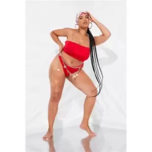 I Saw It First Red Plus Size High Waist Bikini Bottoms - Red