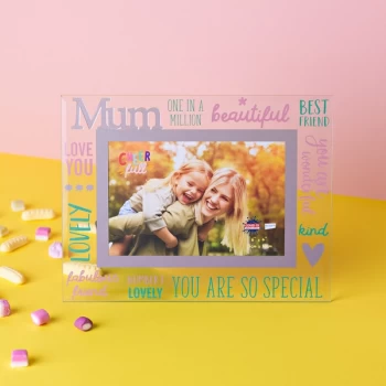 6" x 4" Cheerful Glass Photo Frame - Mum