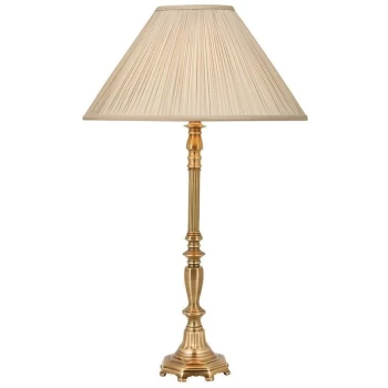 Interiors Asquith - 1 Light Table Lamp Solid Brass, Beige Organza Effect Fabric Shade, B22