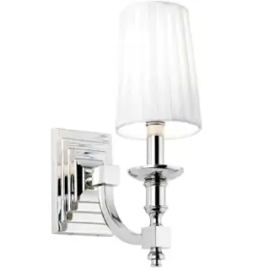 Modern Dimmable Wall Light Nickel & White Pleated Shade Bedside Lamp Fitting Kit