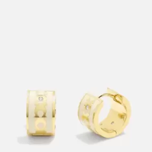 Coach Enamel C Chain Huggie Earring - Gold/Chalk