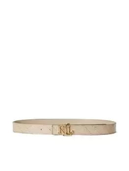 Lauren by Ralph Lauren Rev Lrl 30-belt-medium In Croc Emboss - Birch Tan, Brown Size M Women