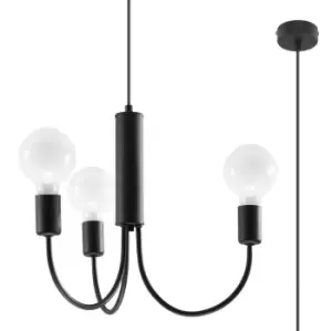 Piccolo Multi Arm 3 Arm Pendant Light Black 3x E27