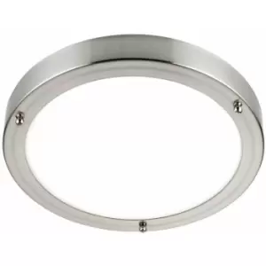 Loops - Flush Bathroom Ceiling Light Satin Nickel IP44 Round LED Cool White Lamp Fitting