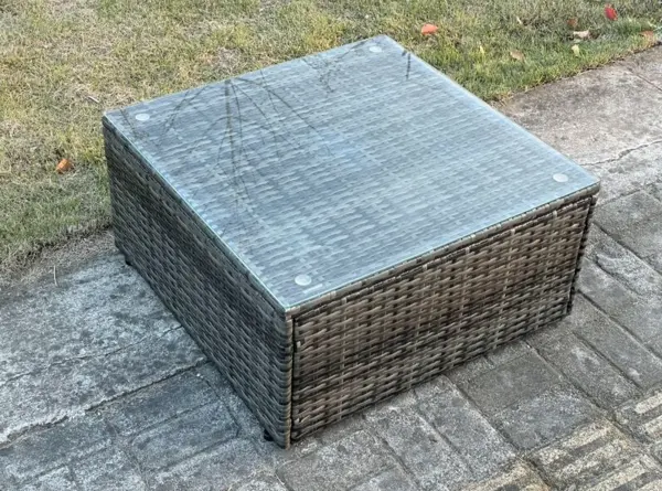 Fimous Outdoor Dark Grey Mixed Rattan Square Coffee Table