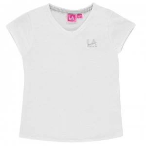 LA Gear V Neck T Shirt Junior Girls - White