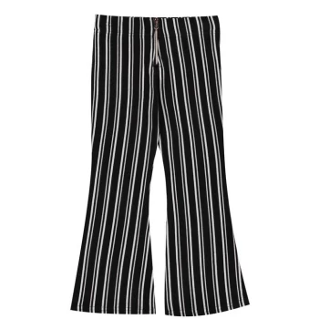 Firetrap Ribbed Wide Leg Trousers Girls - Jet Stripe