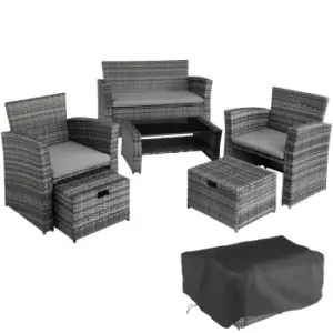 Tectake Modena 4-seater Rattan Garden Sofa Set - Grey