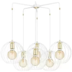 Emibig Albio White Wire Frame Pendant Ceiling Light 6x E27