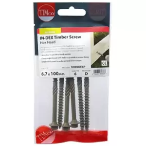 Timco Exterior Timber Hex Construction Screws - 6.7 x 100 (Bag of 6)