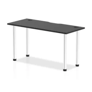 Impulse Black Series 1400 x 600mm Straight Table Black Top with Cable Ports Aluminium Leg