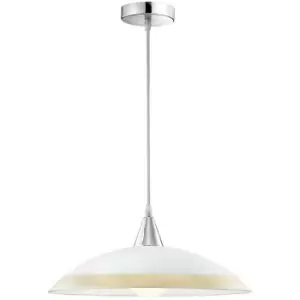 Merano Daly Dome Pendant Ceiling Light Chrome Metal White Glass, Gold Iridescent LED E27att