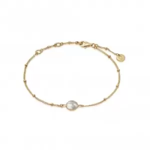 Howlite Healing Stone Bobble 18ct Gold Plate Bracelet HBR1006_GP