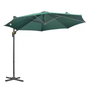 Outsunny 3 x 3(m) Cantilever Parasol with Cross Base, Garden Umbrella with 360° Rotation, Crank Handle and Tilt for Outdoor, Patio, Green