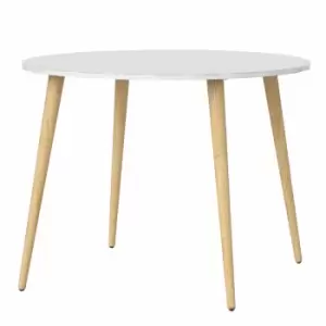 Oslo Circular Dining Table White 100cm, White/Oak