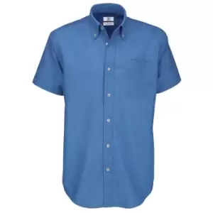 B&C Mens Oxford Short Sleeve Shirt / Mens Shirts (S) (Blue Chip)