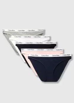 Calvin Klein Womens Logo Tape Bikni Underwear 5 Pack In B/W/Gh/Nt/Sl