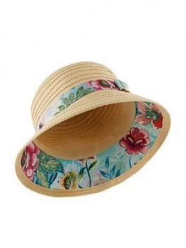 Monsoon Girls Bessie Printed Bucket Straw Hat - Natural