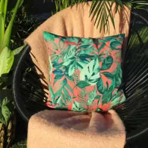 Psychedelic Jungle Outdoor Cushion Coral / 43 x 43cm / Polyester Filled