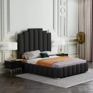 Envisage Trade - Leisa Upholstered Beds - Plush Velvet, King Size Frame, Black - Black