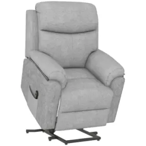 HOMCOM Power Lift Chair Electric Riser Recliner for Elderly, Linen Fabric Sofa Lounge Armchair with Remote Control and Side Pocket, Grey