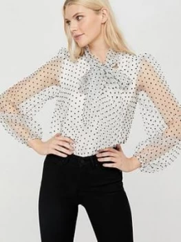 Monsoon Oprah Organza Bow Blouse - White, Size 10, Women