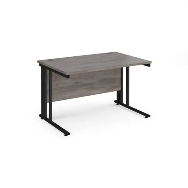 Maestro 25 straight desk 1200mm x 800mm - Black cable managed leg frame, grey oak top