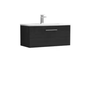 Nuie Arno 800mm Wall Hung 1 Drawer Vanity & Basin 4 Charcoal Black