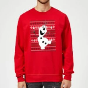 Disney Frozen Christmas Olaf Dancing Red Christmas Sweatshirt - L - Red