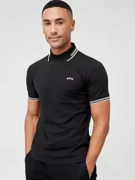 BOSS Paul Curved Logo Polo Shirt - Black, Size 3XL, Men