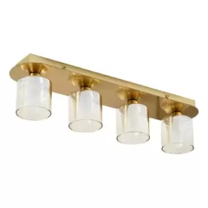 Spa Patras 4 Light Light Bar Ceiling Spotlight Champagne Glass and Satin Brass