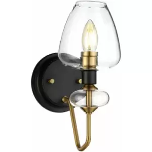 Loops - Wall Light Aged Brass Finish Plated And Charcoal Black Paint LED E14 40W